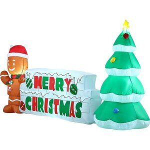 10 ft Inflatable Gingerbread Man & Christmas Tree with Built-in LEDs